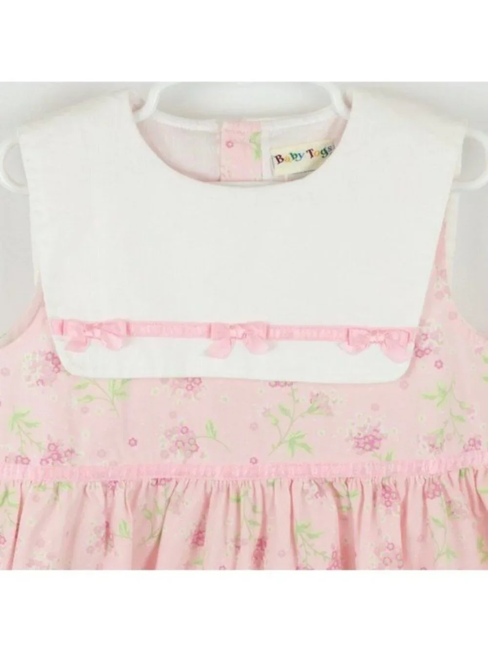 Baby Togs Vintage Girls Size 6X Pink Floral Woven Cotton Sleeveless Sun Dress